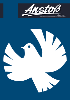 Friedenstaube auf der Titelseite des März-Anstoß